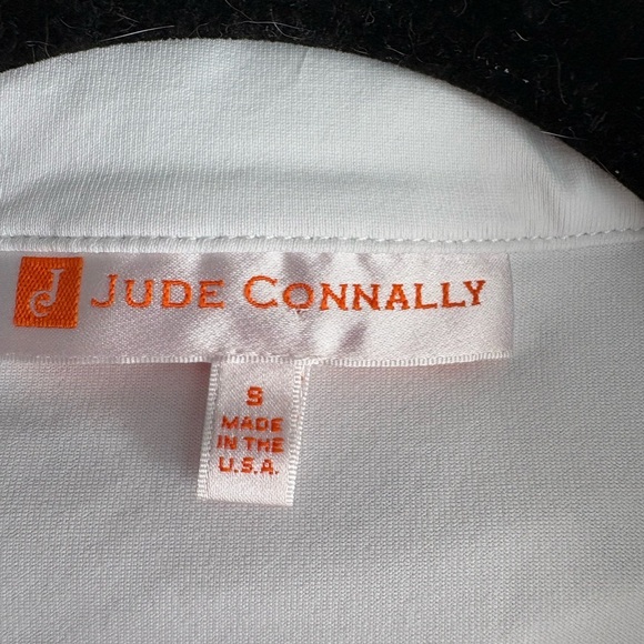Jude Connally Sleeveless Zip Polo Top White Navy Trim Size Small Made in USA - Picture 3 of 3